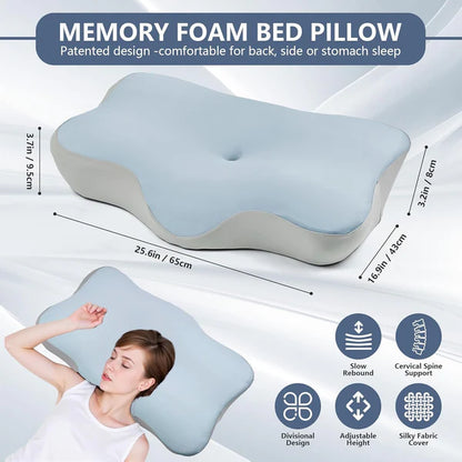 Orthopedic Latex Neck Pillow - Slow Rebound Memory Foam for Ultimate Neck Support & Pain Relief