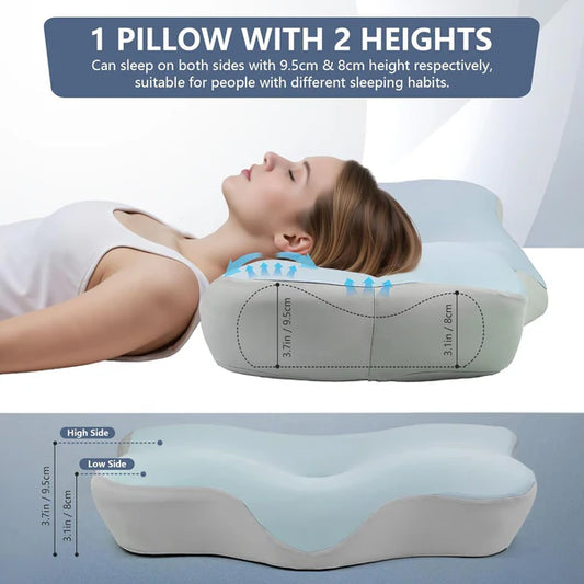Orthopedic Latex Neck Pillow - Slow Rebound Memory Foam for Ultimate Neck Support & Pain Relief
